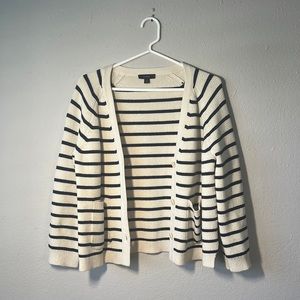 J. Crew Striped Long Sleeve V-neck Button Front Knit Cardigan Sweater S